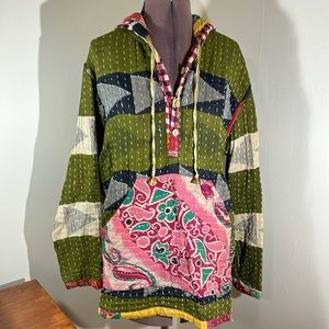 Reversible Fair Trade Sari Quilted Hoodie Sz S